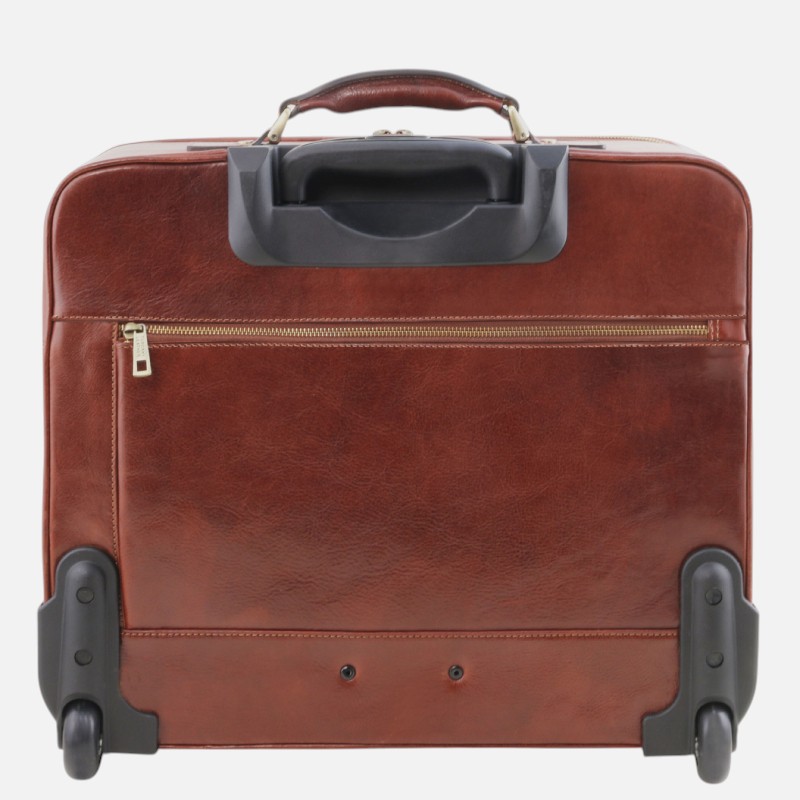 Varsavia Leather pilot case with two wheels - Μαύρο - Image 6