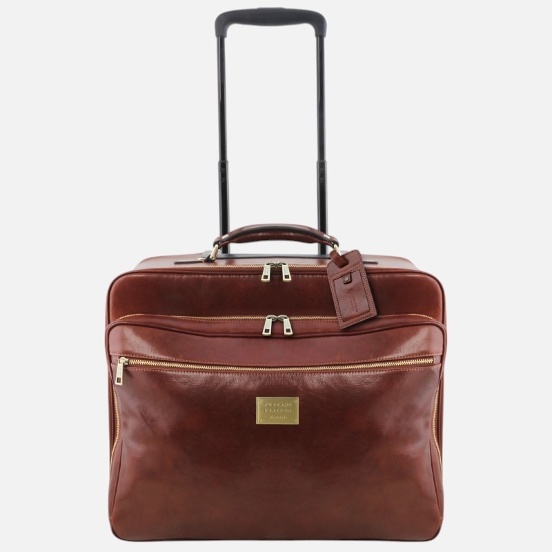Varsavia Leather pilot case with two wheels - Μαύρο - Image 7
