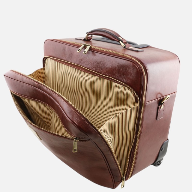 Varsavia Leather pilot case with two wheels - Μαύρο - Image 4