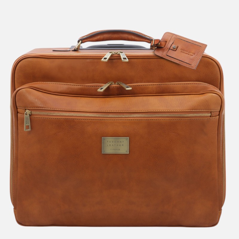Varsavia Leather pilot case with two wheels - Φυσικό