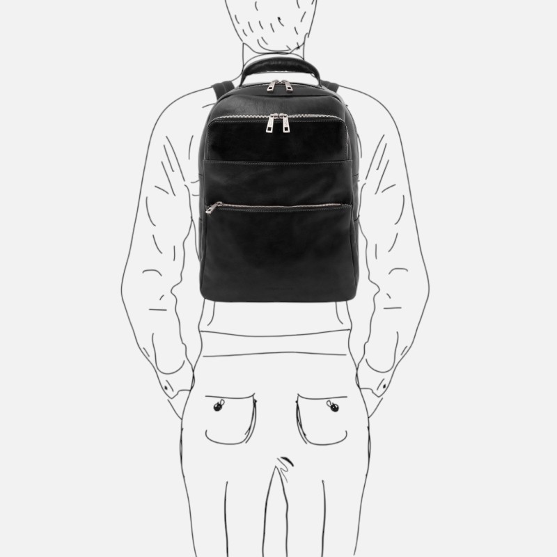 Melbourne Leather laptop backpack - Μαύρο - Image 7