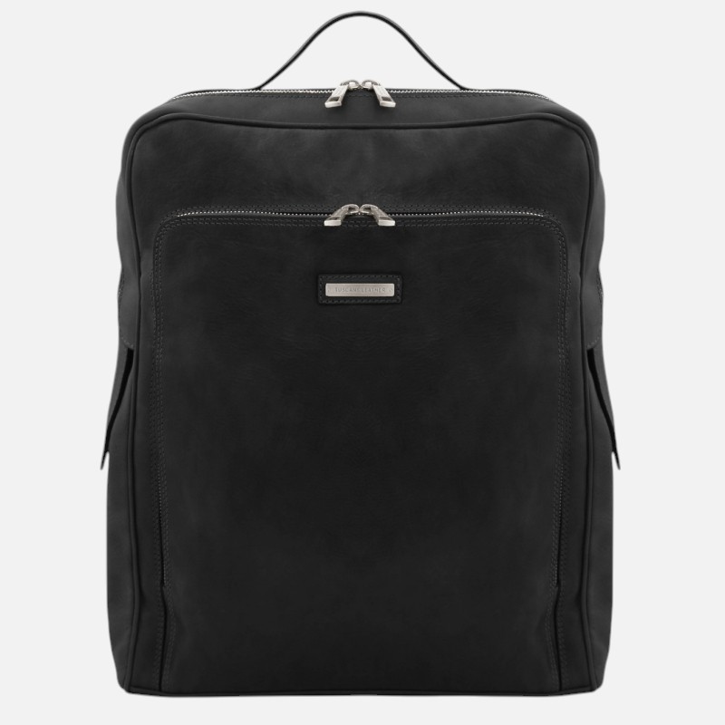 Bangkok Leather laptop backpack - Large size - Μαύρο