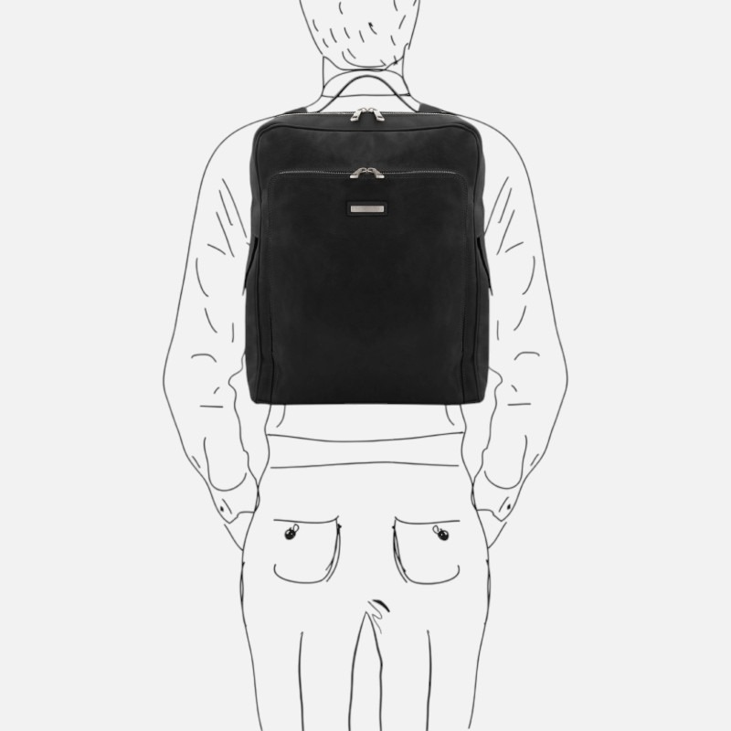 Bangkok Leather laptop backpack - Large size - Μαύρο - Image 2