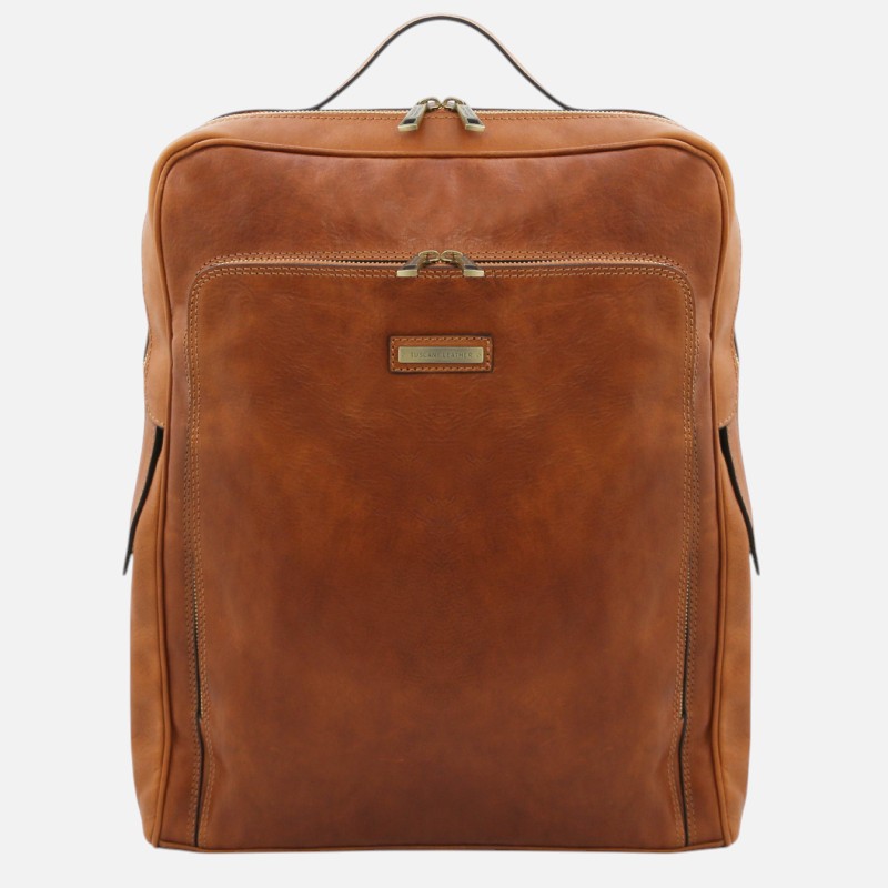 Bangkok Leather laptop backpack - Large size - Φυσικό