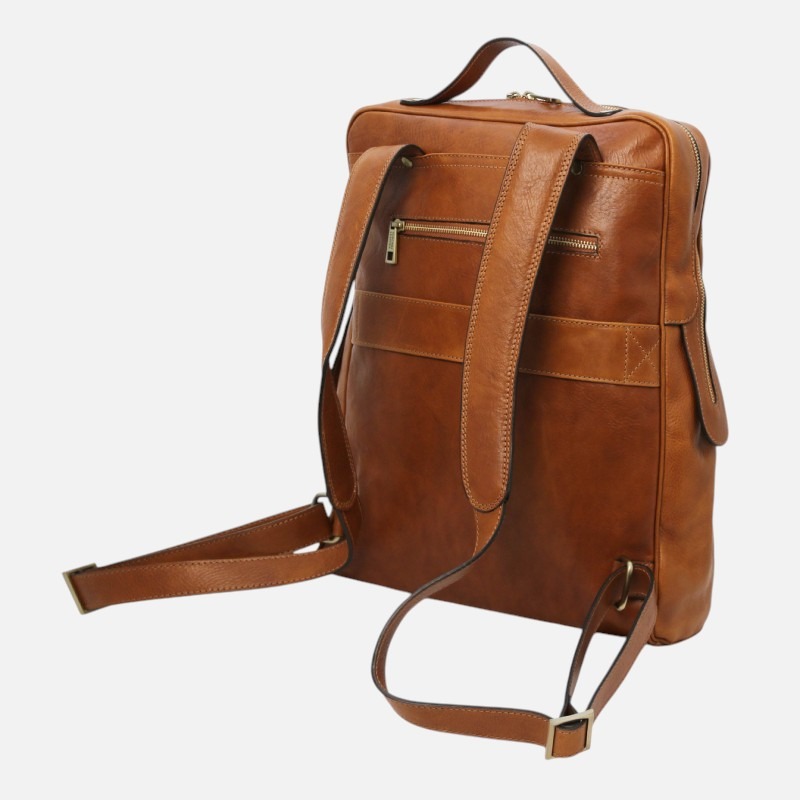 Bangkok Leather laptop backpack - Large size - Καφέ - Image 8