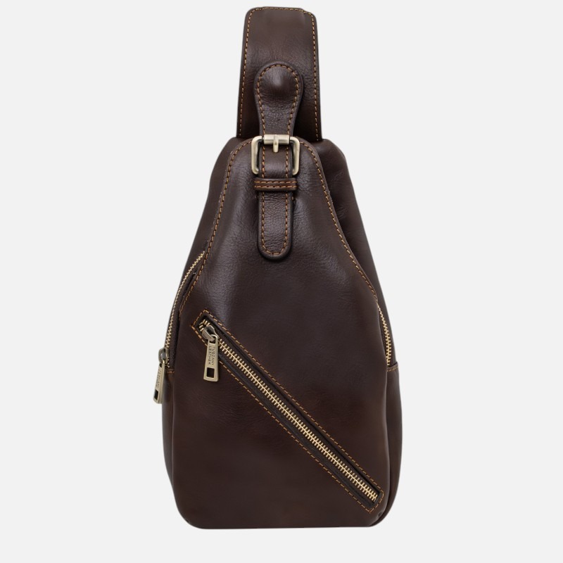 Kevin Leather crossover bag - Καφέ σκούρο