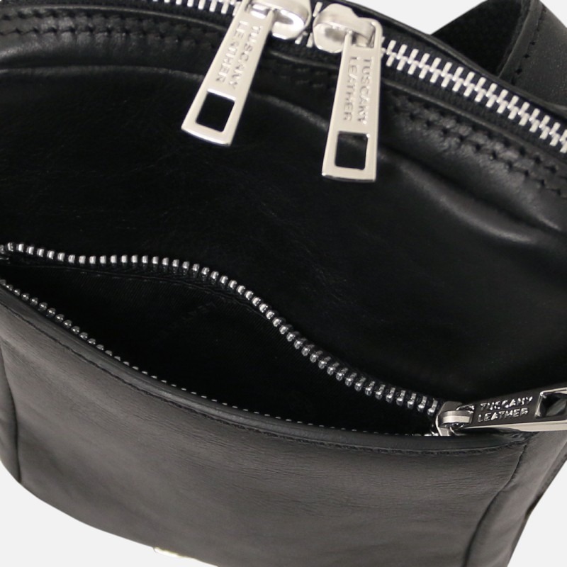 Mark Leather Crossbody Bag - Μαύρο - Image 3