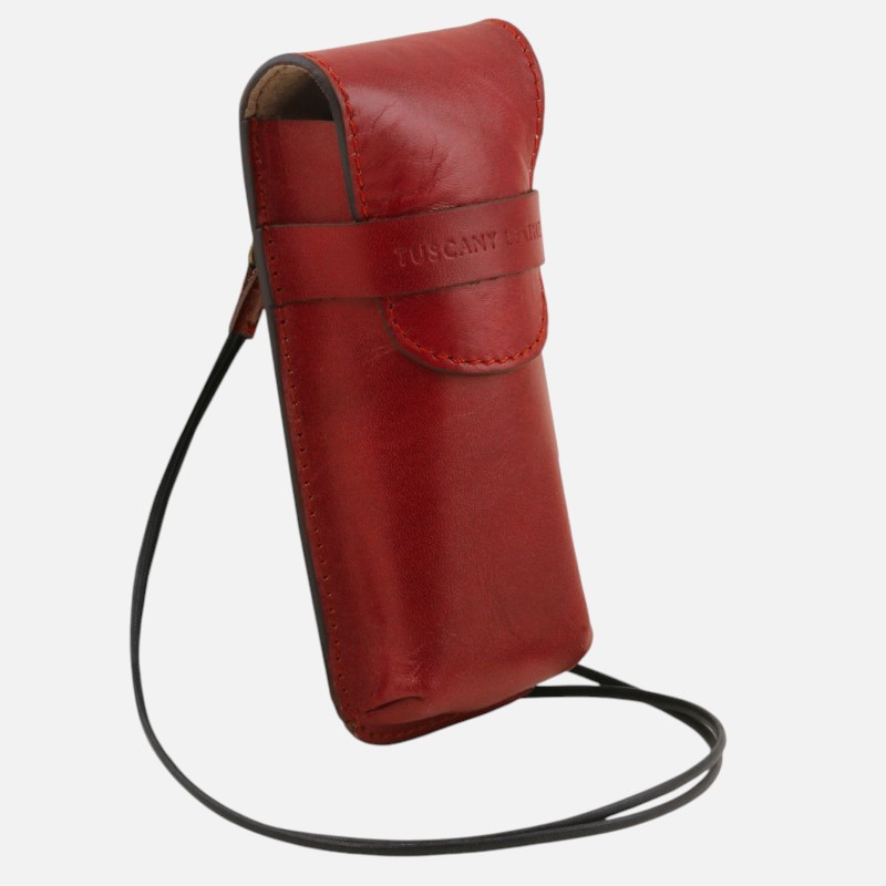 Exclusive leather eyeglasses/Smartphone holder Large size - Κόκκινο - Image 2