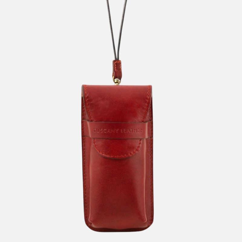 Exclusive leather eyeglasses/Smartphone holder Large size - Κόκκινο - Image 4