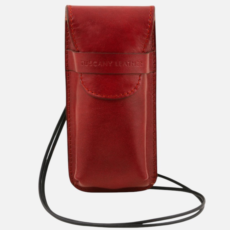Exclusive leather eyeglasses/Smartphone holder Large size - Κόκκινο
