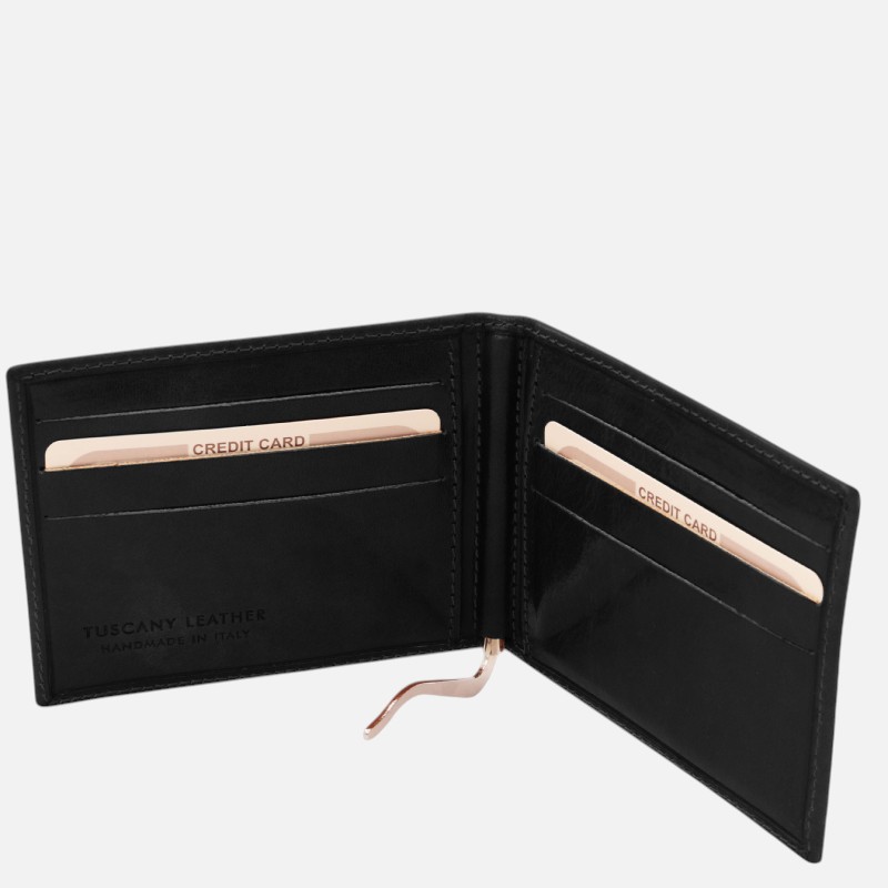 Exclusive leather card holder with money clip - Μαύρο - Image 3