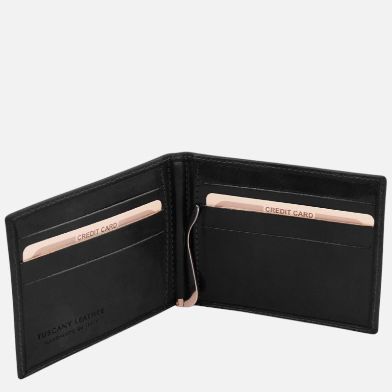 Exclusive leather card holder with money clip - Μαύρο - Image 2