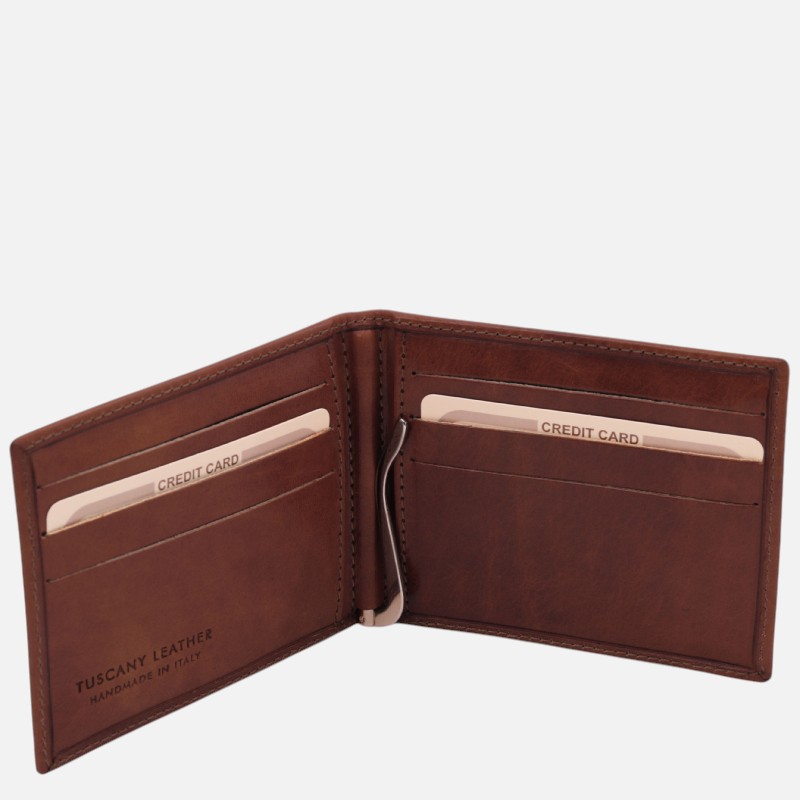 Exclusive leather card holder with money clip - Καφέ - Image 2