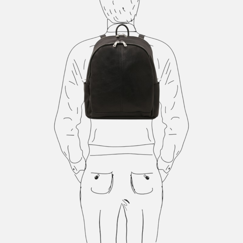 Canberra 2 Compartments leather backpack - Μαύρο - Image 8