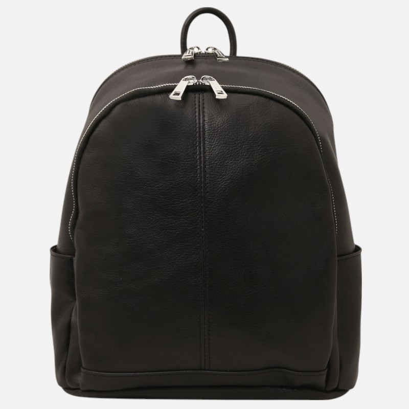 Canberra 2 Compartments leather backpack - Μαύρο