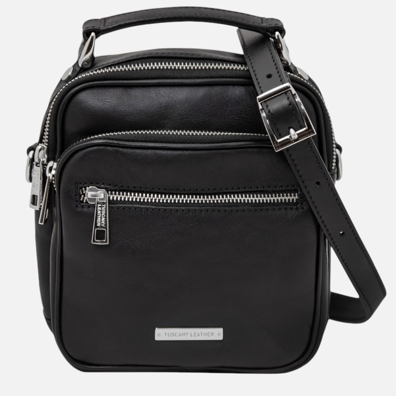 Paul Leather Crossbody Bag - Μαύρο