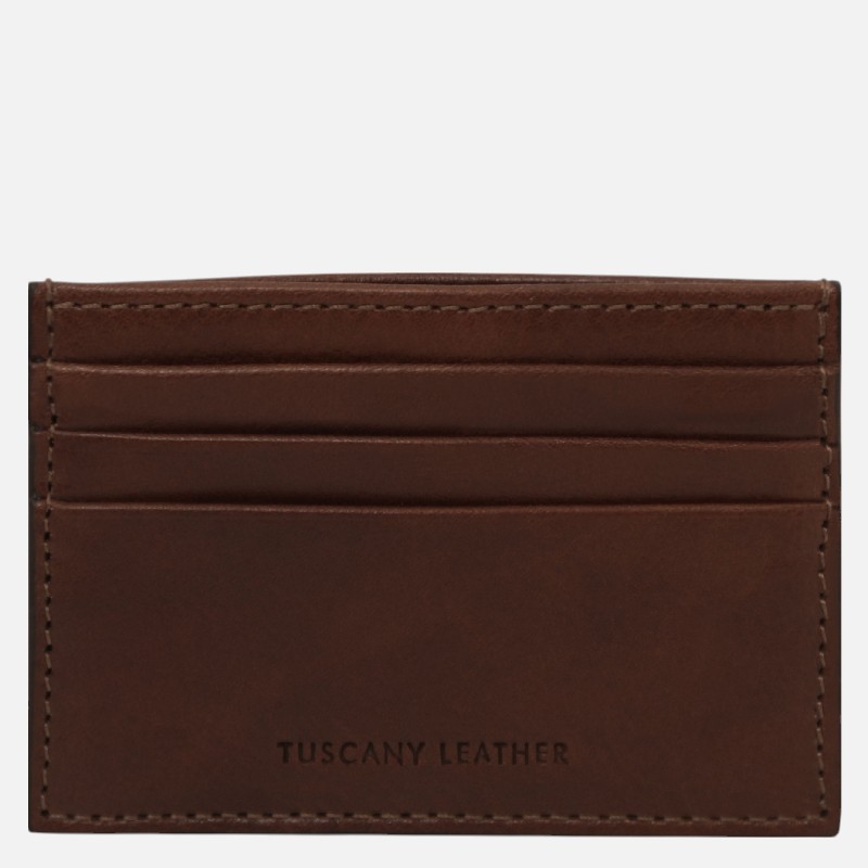 Leather card holder - Καφέ σκούρο
