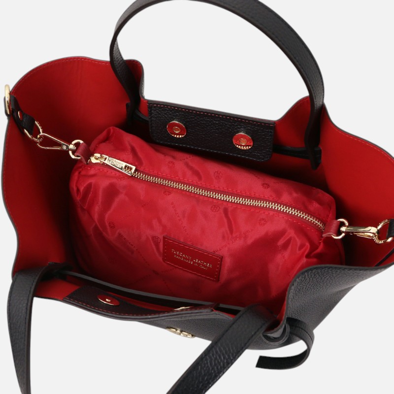 Legame Leather shopping bag - Large size - Μαύρο - Image 3
