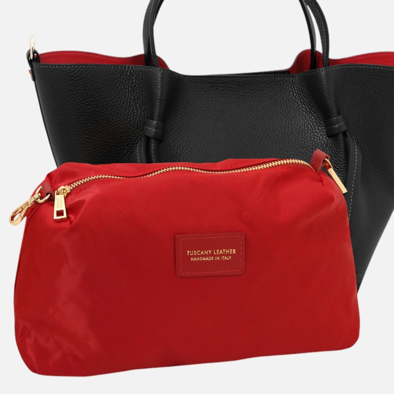 Legame Leather shopping bag - Large size - Μαύρο - Image 4