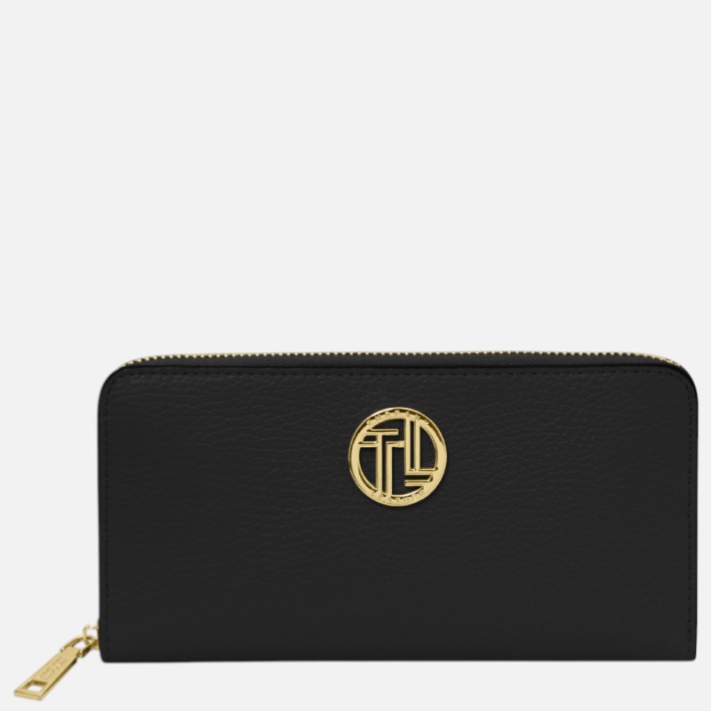 Financier Exclusive zip around leather wallet - Μαύρο
