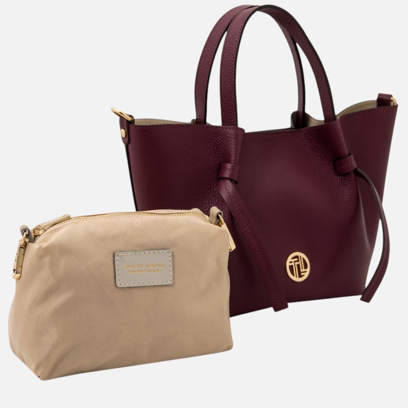 Legame Leather handbag - Small size - Μπορντώ - Image 4