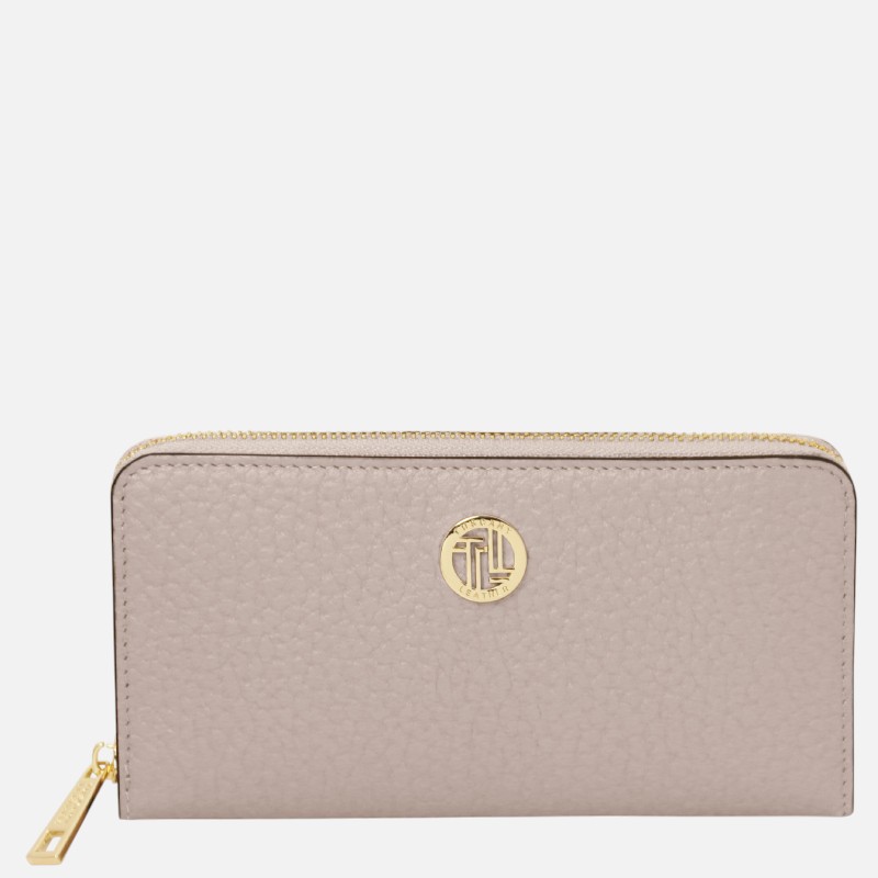 Financier Exclusive zip around leather wallet - Μπεζ