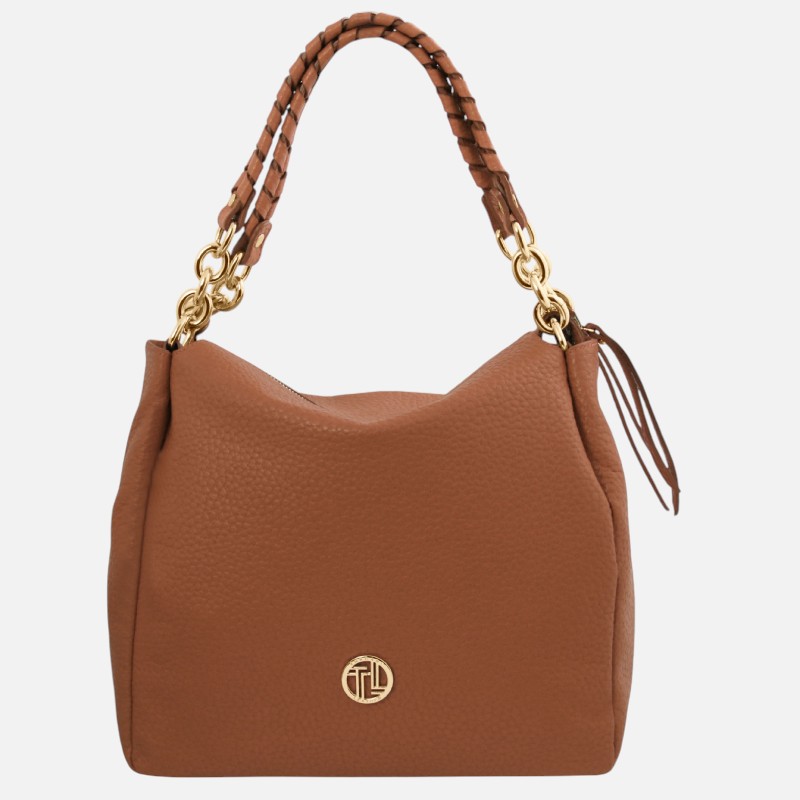 Amy Soft leather shopping bag - Κονιάκ