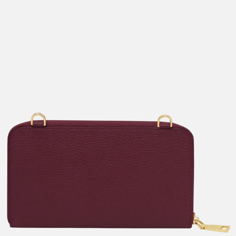 Urania Leather wallet/phone holder with strap - Μπορντώ - Image 5