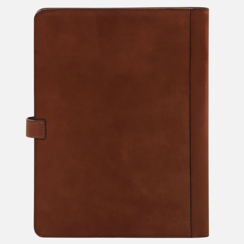 Adriano Leather document case with button closure - Καφέ - Image 4