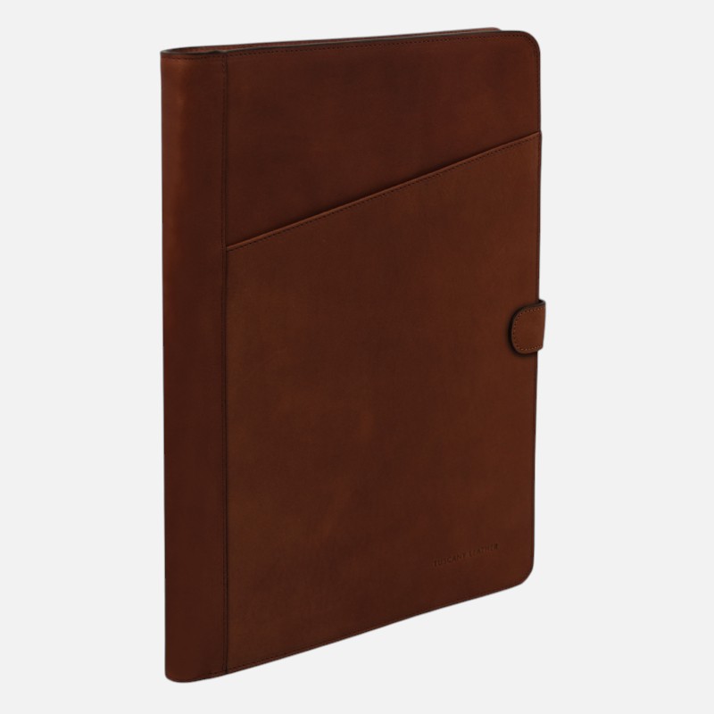 Adriano Leather document case with button closure - Καφέ - Image 2