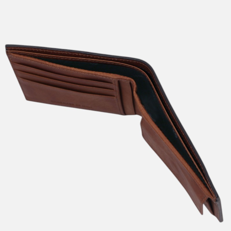 Exclusive 2 fold leather wallet for men with coin pocket - Καφέ - Image 4