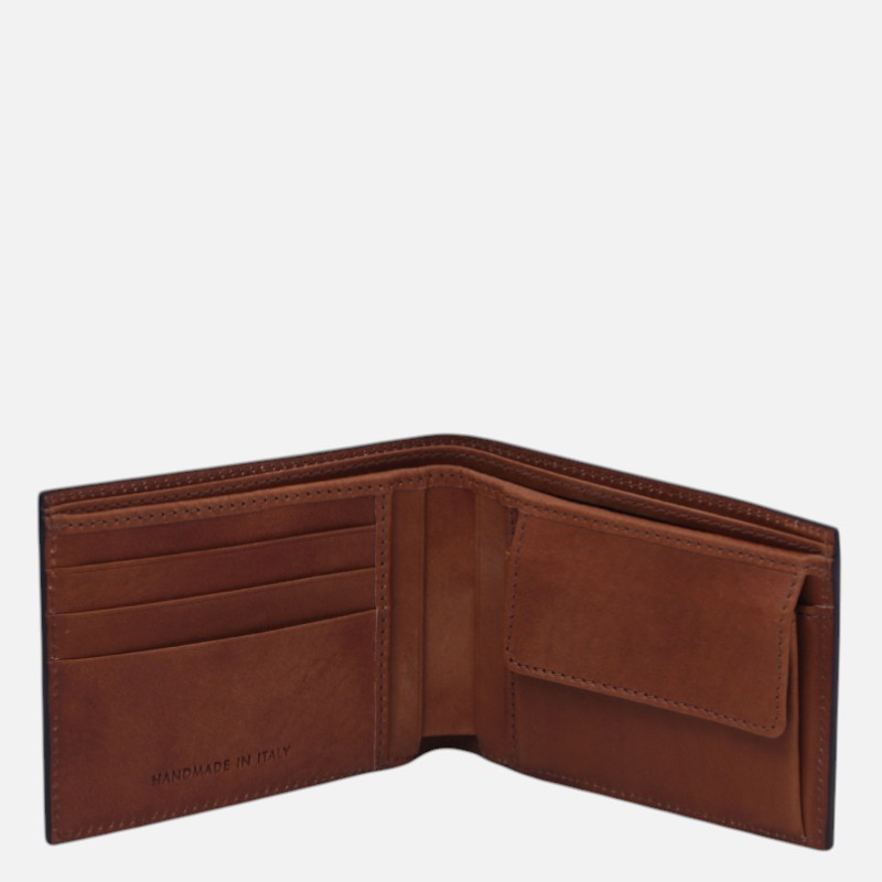 Exclusive 2 fold leather wallet for men with coin pocket - Καφέ - Image 3