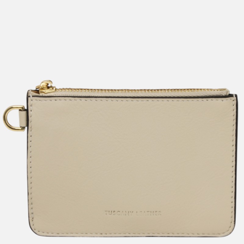 Leather card holder with handle - Μπεζ - Image 6