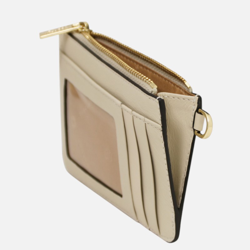 Leather card holder with handle - Μπεζ - Image 3