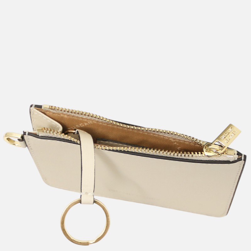 Leather card holder with handle - Μπεζ - Image 5