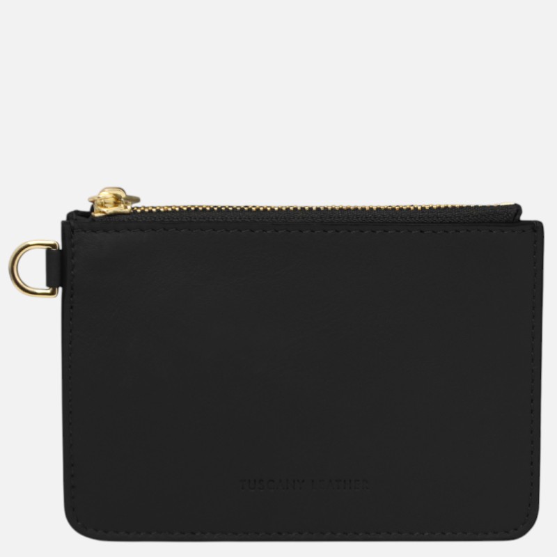 Leather card holder with handle - Μαύρο - Image 6