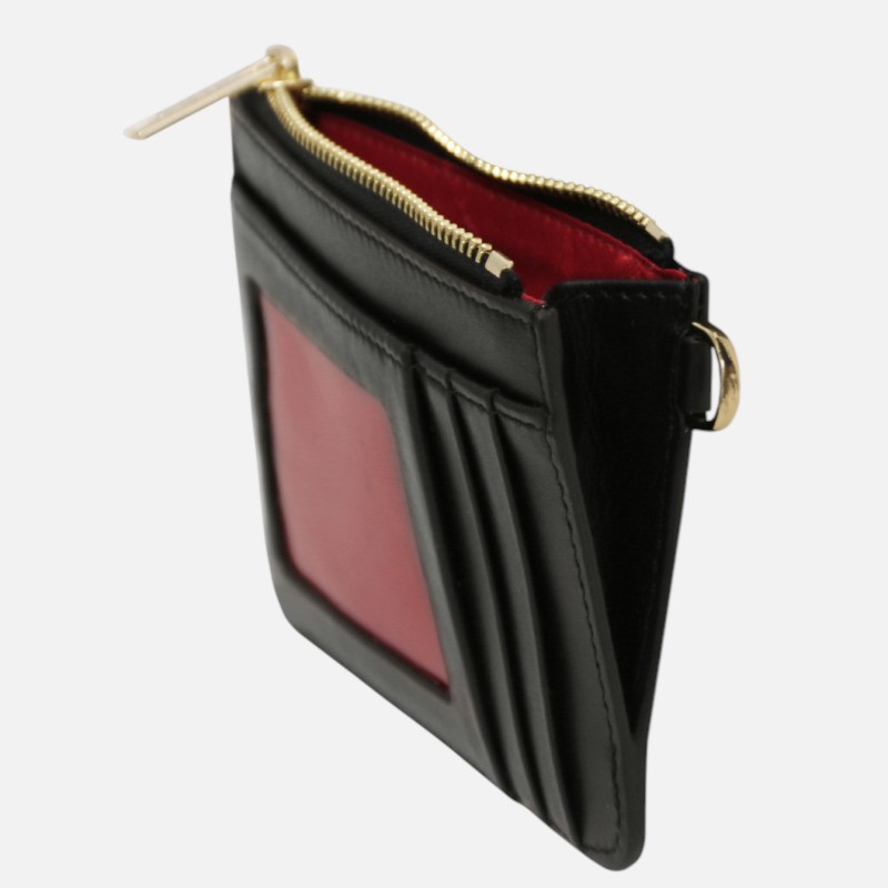 Leather card holder with handle - Μαύρο - Image 3