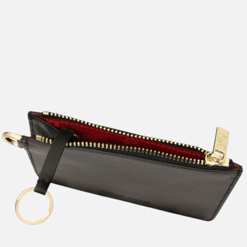 Leather card holder with handle - Μαύρο - Image 5