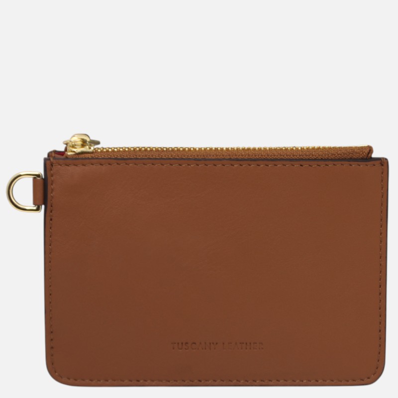 Leather card holder with handle - Κονιάκ - Image 5