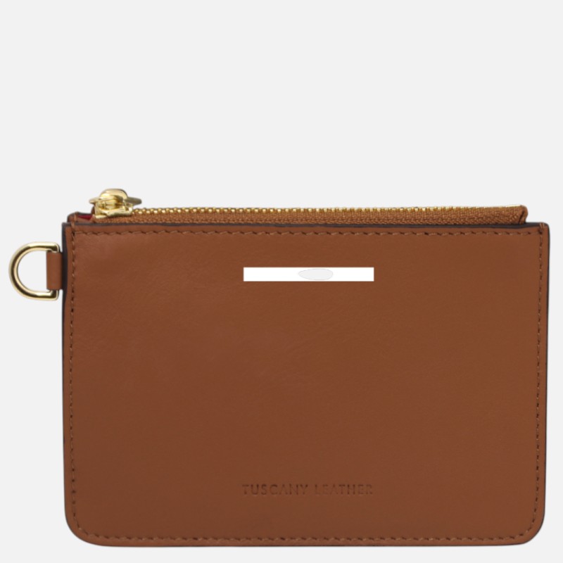 Leather card holder with handle - Κονιάκ - Image 7