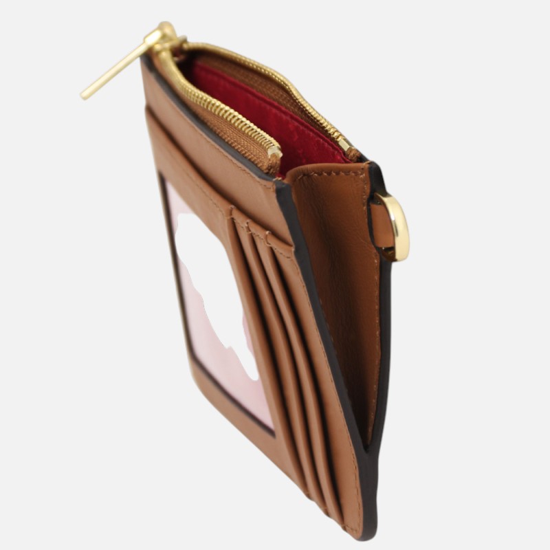 Leather card holder with handle - Κονιάκ - Image 3