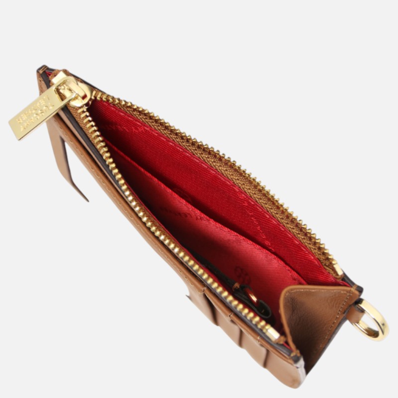 Leather card holder with handle - Κονιάκ - Image 4