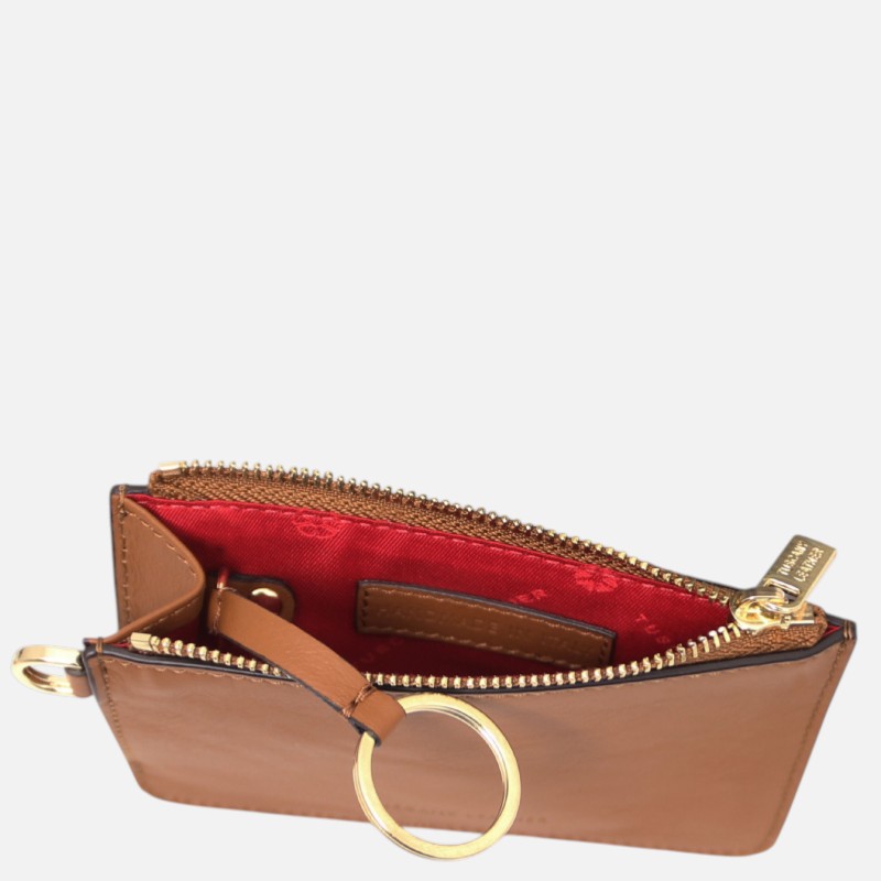 Leather card holder with handle - Κονιάκ - Image 6