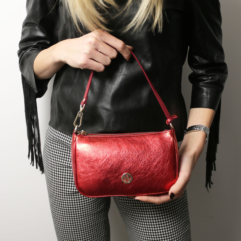 Parfait Metallic leather clutch - Κόκκινο Offer - Image 9