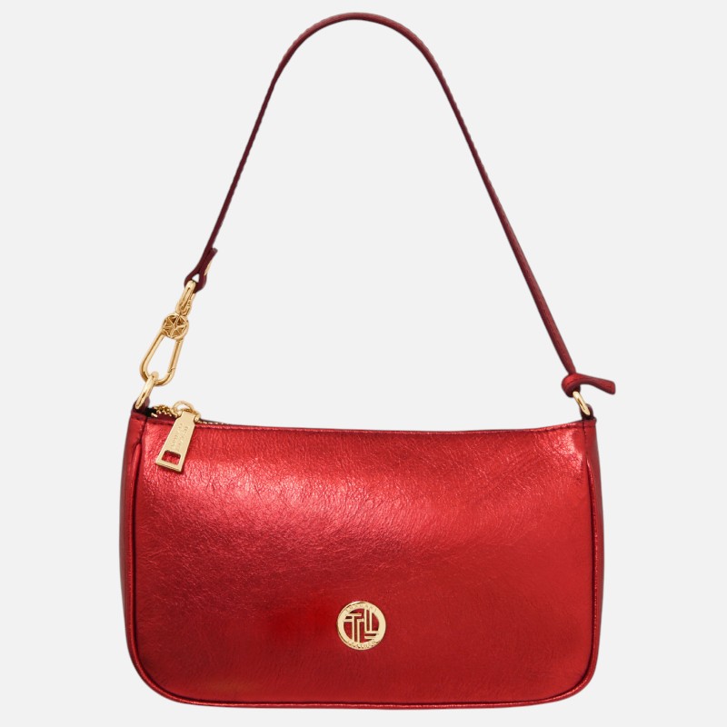 Parfait Metallic leather clutch - Κόκκινο Offer