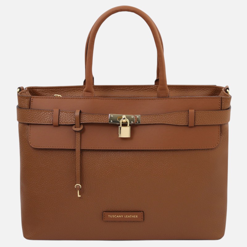 Tenace Leather handbag - Κονιάκ