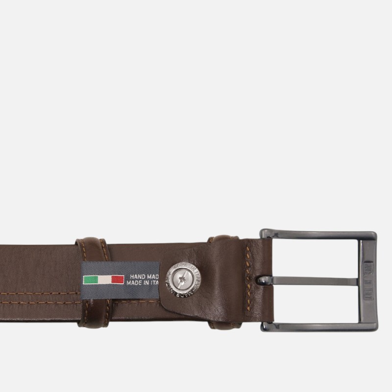 Classic 35mm tubular leather belt - Καφέ σκούρο - Image 2