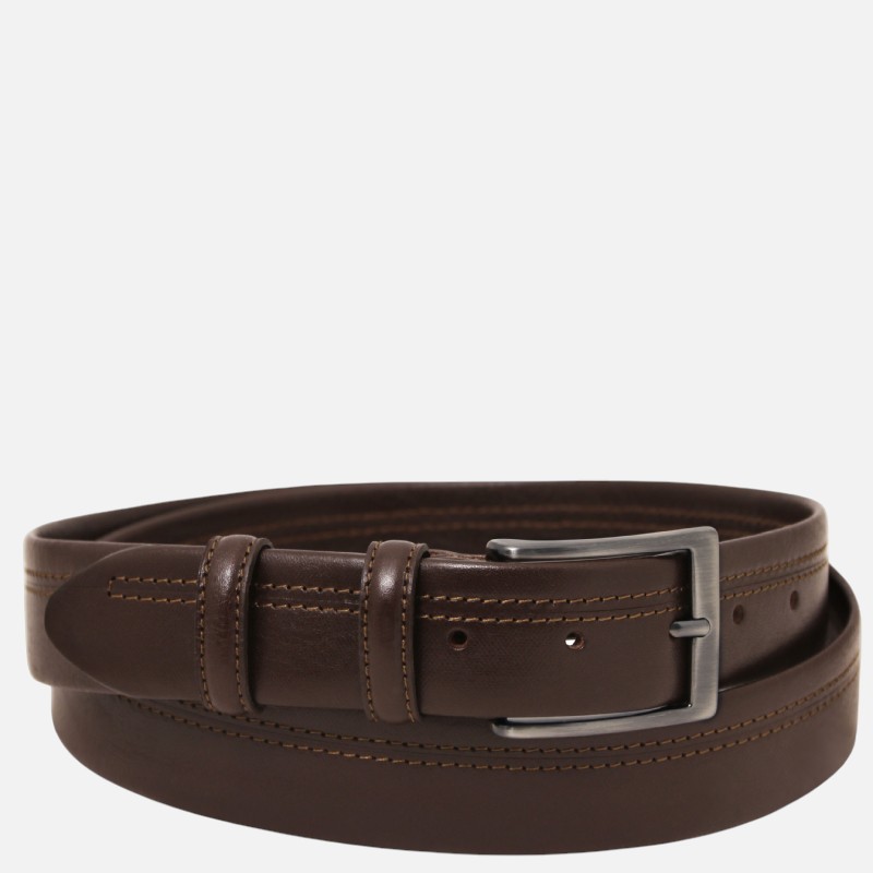 Classic 35mm tubular leather belt - Καφέ σκούρο