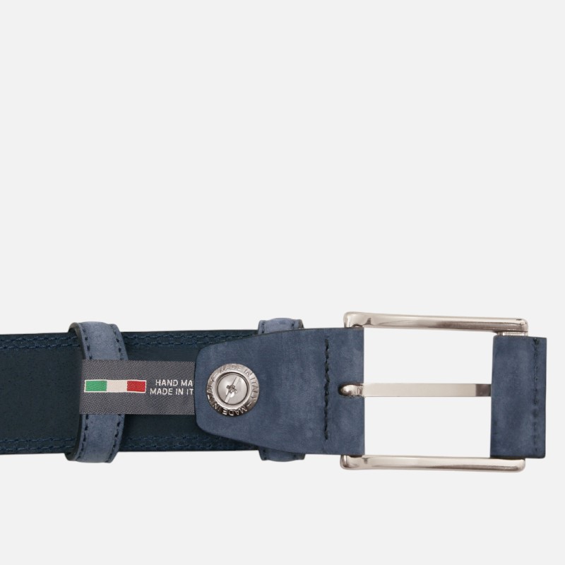 Elegant nubuck leather belt 35mm - Μπλε σκούρο - Image 2