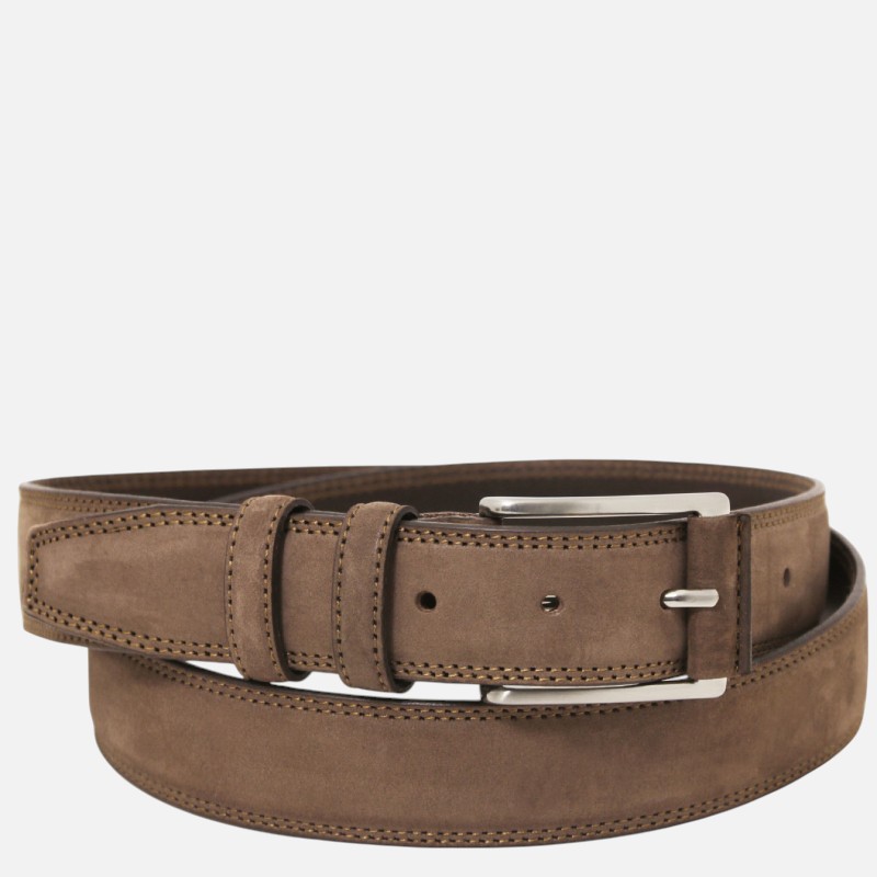 Elegant nubuck leather belt 35mm - Σταχτί